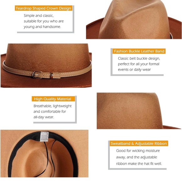 Women’s ombré tan and brown fedora with buckle NWT size Medium - Picture 5 of 9